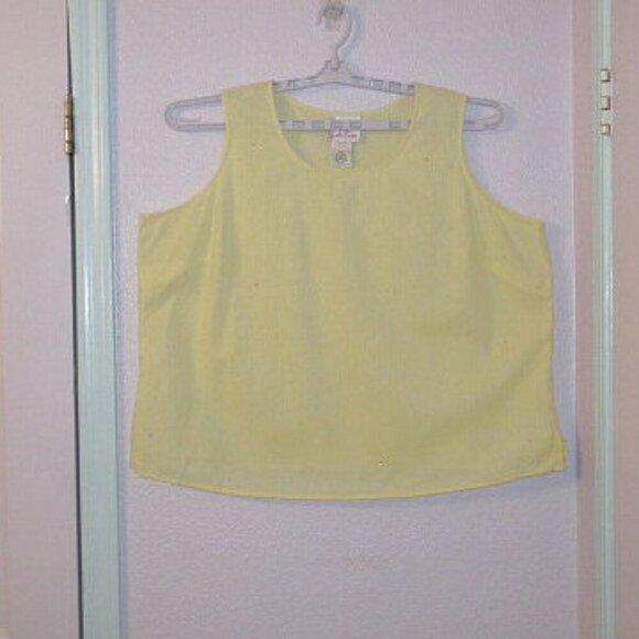 Quacker Factory 2 Piece Tunic Top 2X Butter Yellow Rhinestones Linen Bl Coastal - Picture 8 of 12